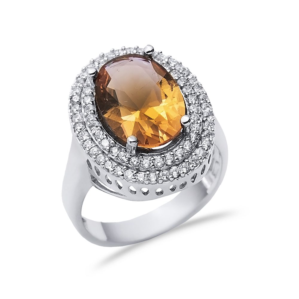 17x21 mm Oval Shiny CZ Silver Zultanite Ring