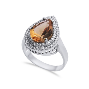 17x21 mm Pear Shiny CZ Cluster Zultanite Ring