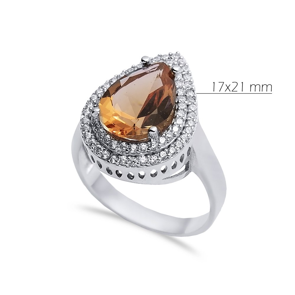 17x21 mm Pear Shiny CZ Cluster Zultanite Ring