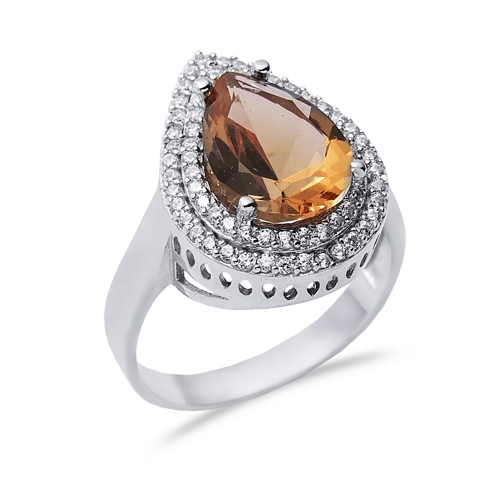 17x21 mm Pear Shiny CZ Cluster Zultanite Ring