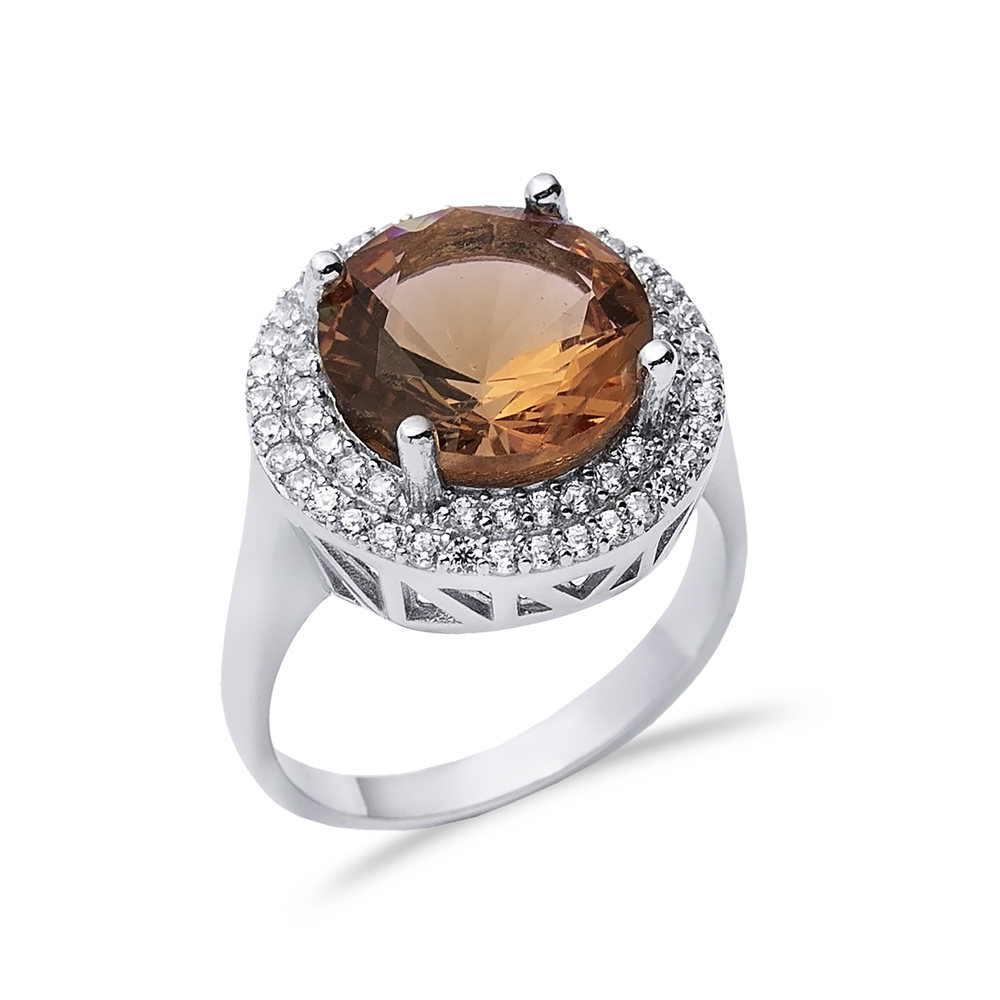 Ø18 mm Round Shiny CZ Cluster Zultanite Ring