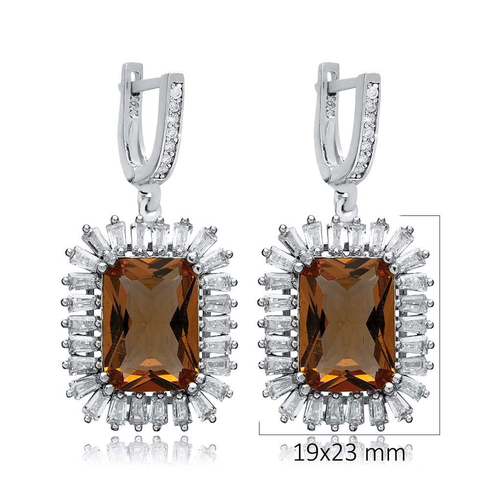 19x23 mm Baguette Stony Zultanite Earrings