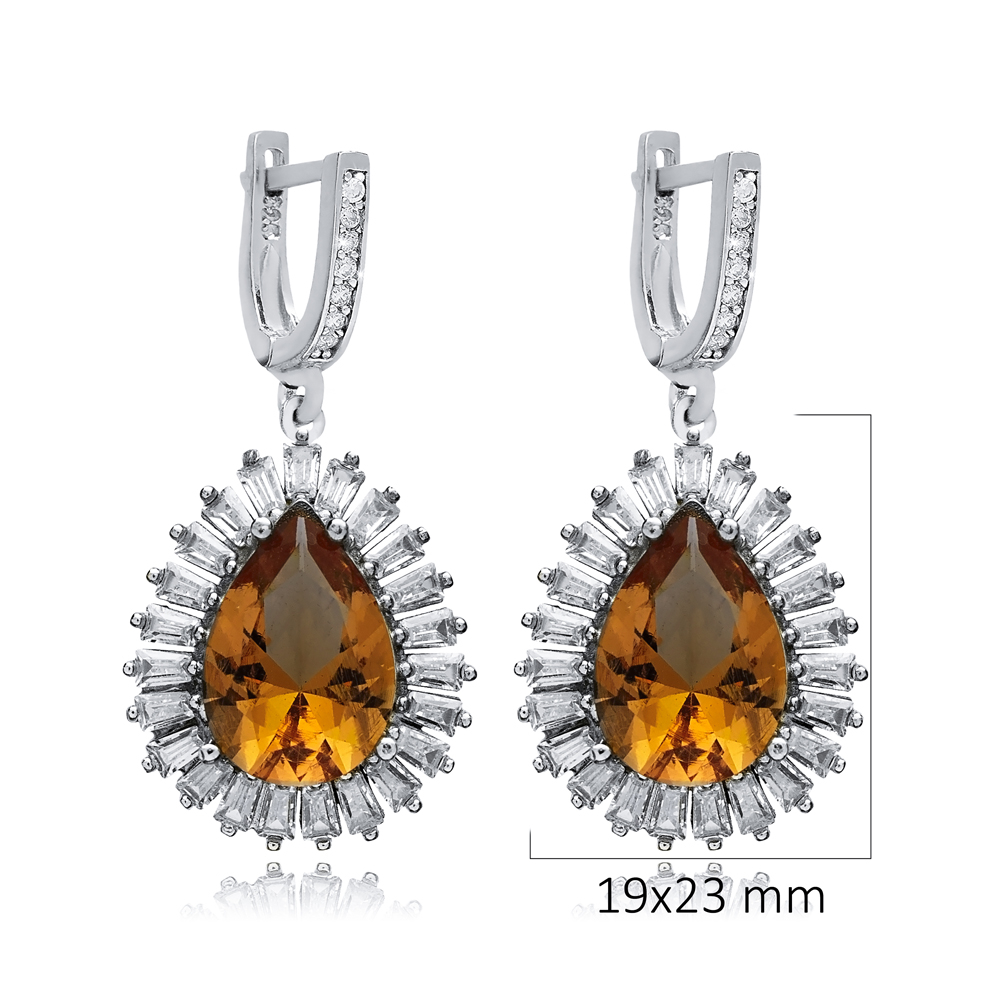 19x23 mm Pear Design Baguette Zultanite Earrings