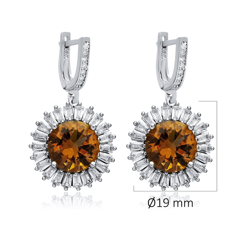 Ø19 Round Design Baguette Zultanite Earrings