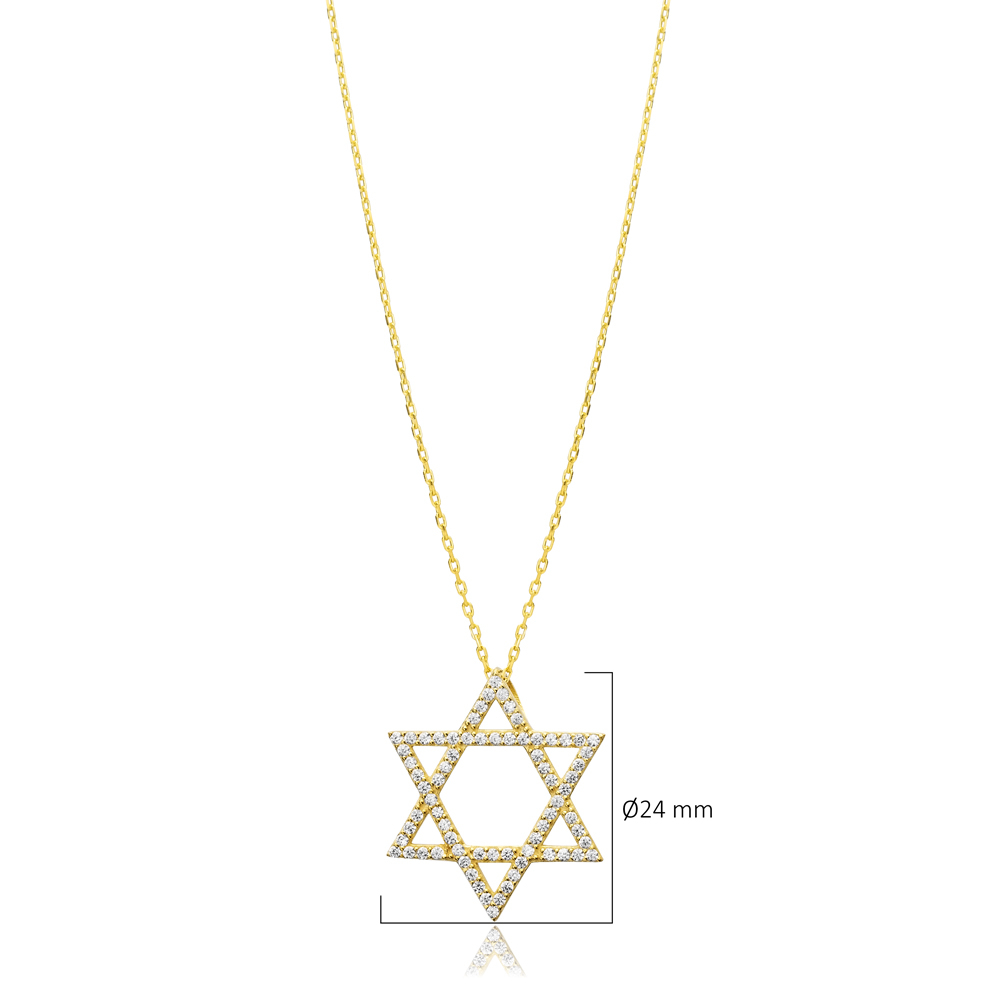 Ø24 mm Star of David CZ Charm Necklace