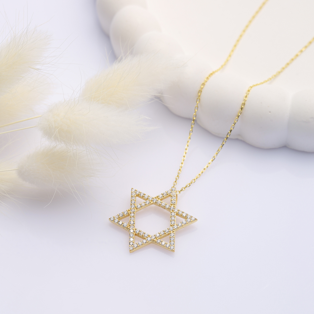 Ø24 mm Star of David CZ Charm Necklace