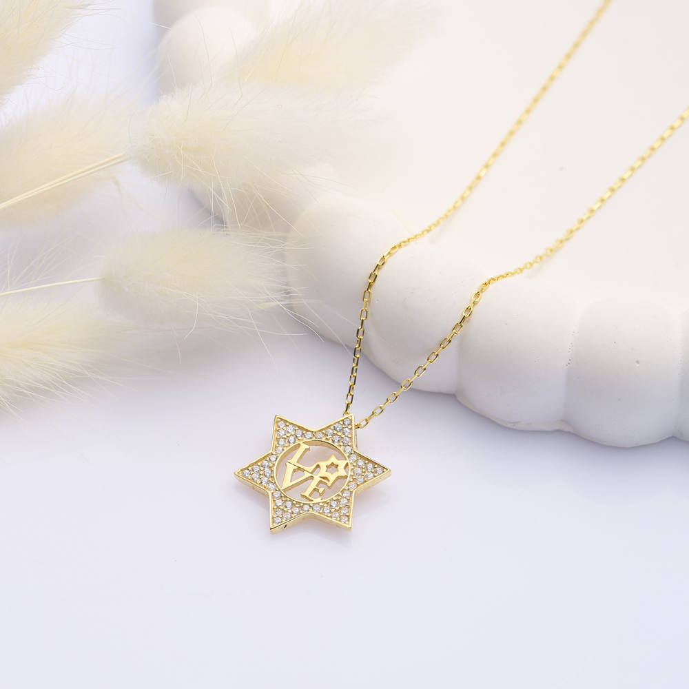 Ø18mm Star of David Love Charm Necklace