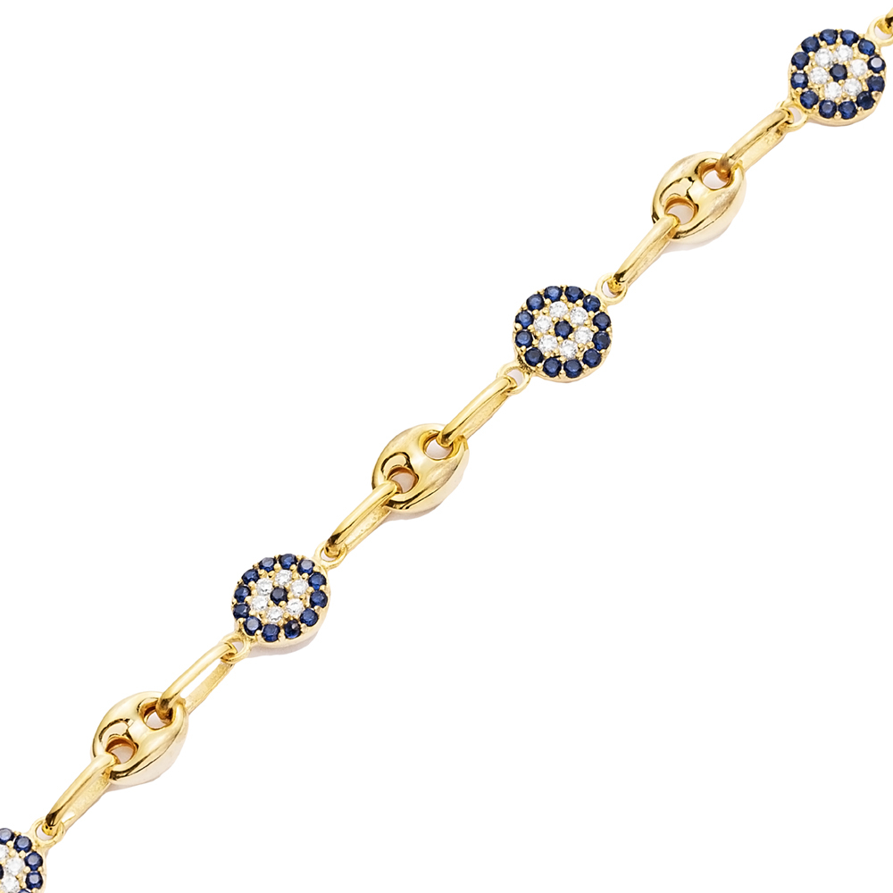 Evil Eye Design Elegant Silver Charm Bracelet
