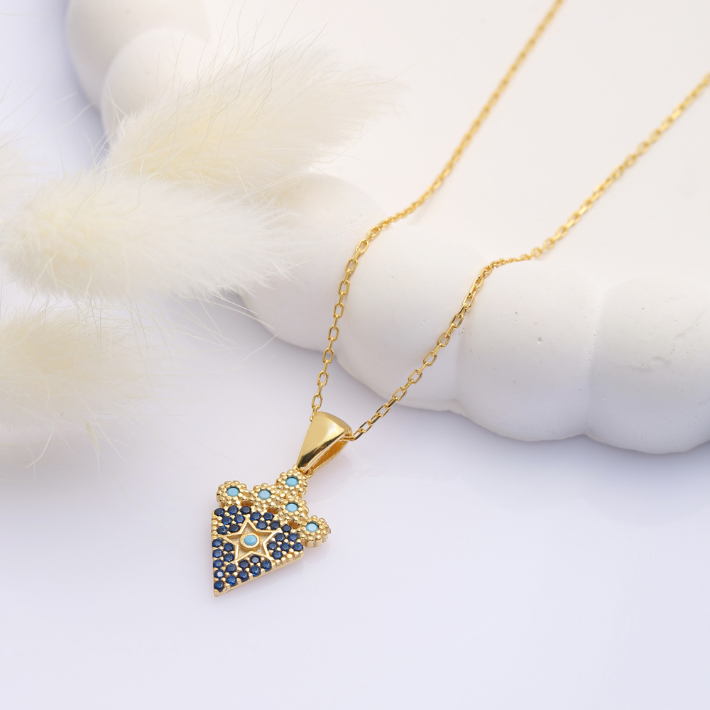 Turquoise Sapphire Star Charm Necklace
