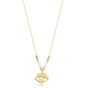 Evil Eye Minimalist Silver Charm Necklace