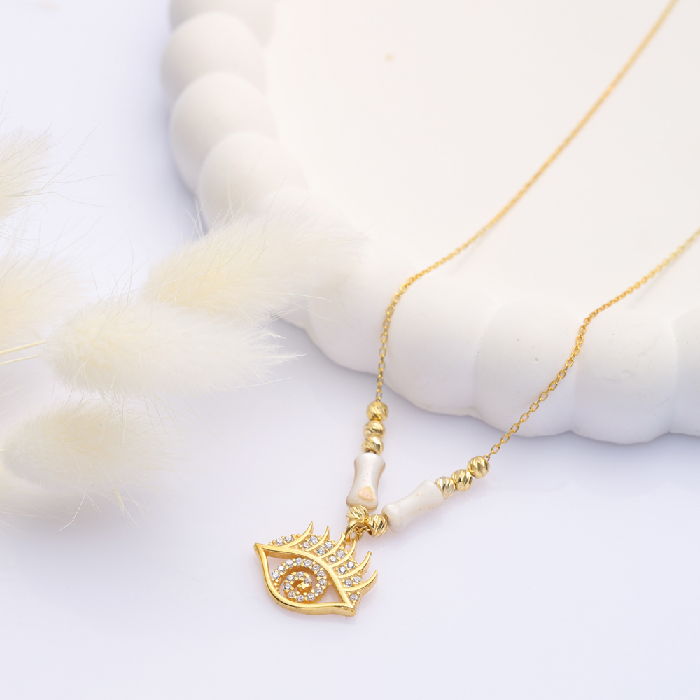 Evil Eye Minimalist Silver Charm Necklace