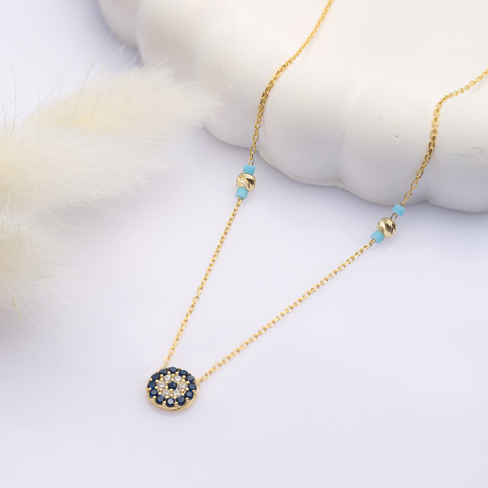 Tiny Evil Eye Minimalist Charm Necklace