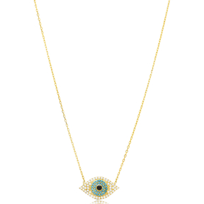 Elegant Evil Eye Silver Charm Necklace