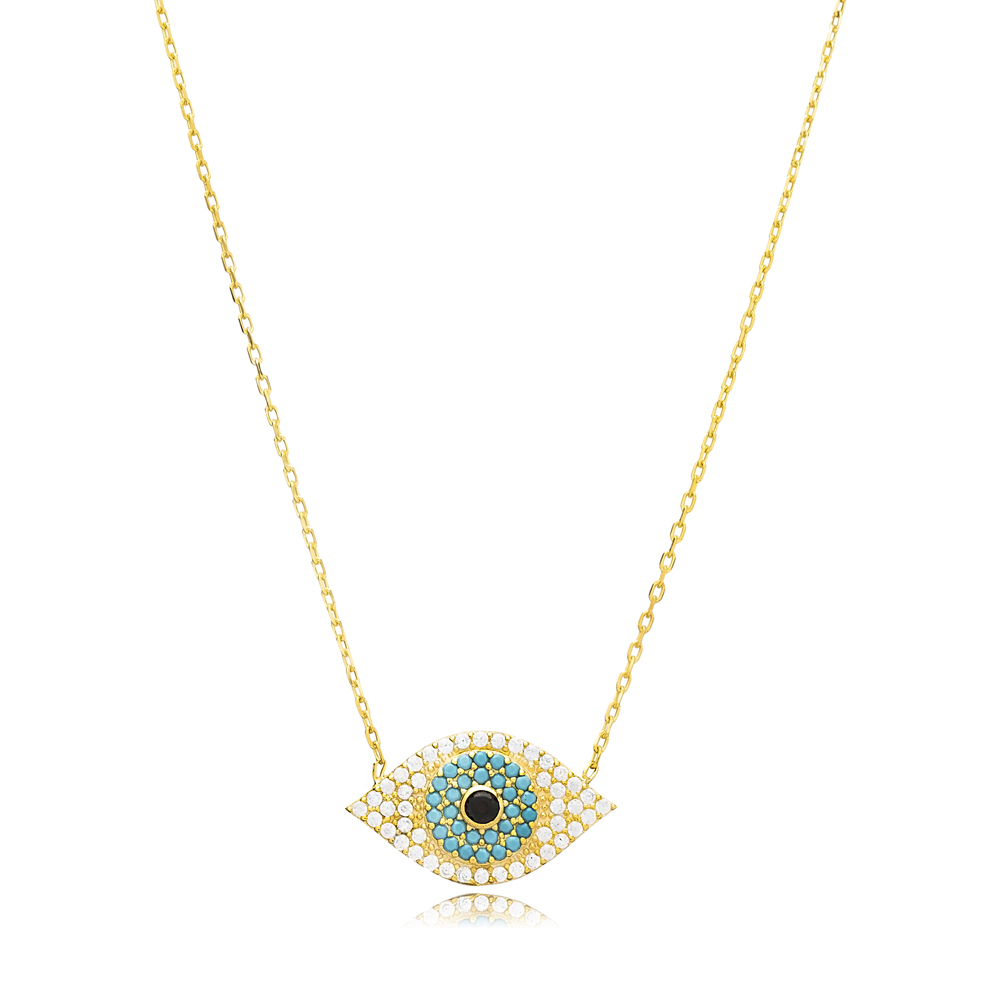 Elegant Evil Eye Silver Charm Necklace