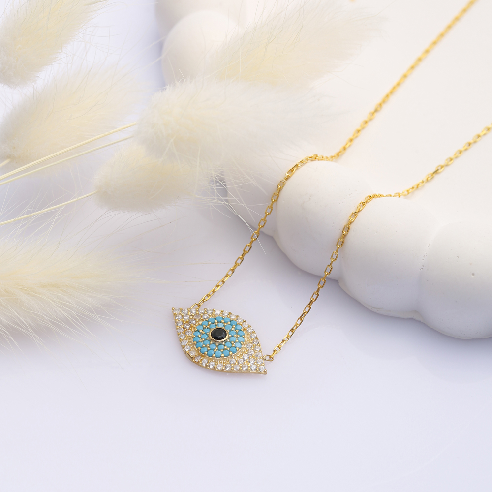 Elegant Evil Eye Silver Charm Necklace