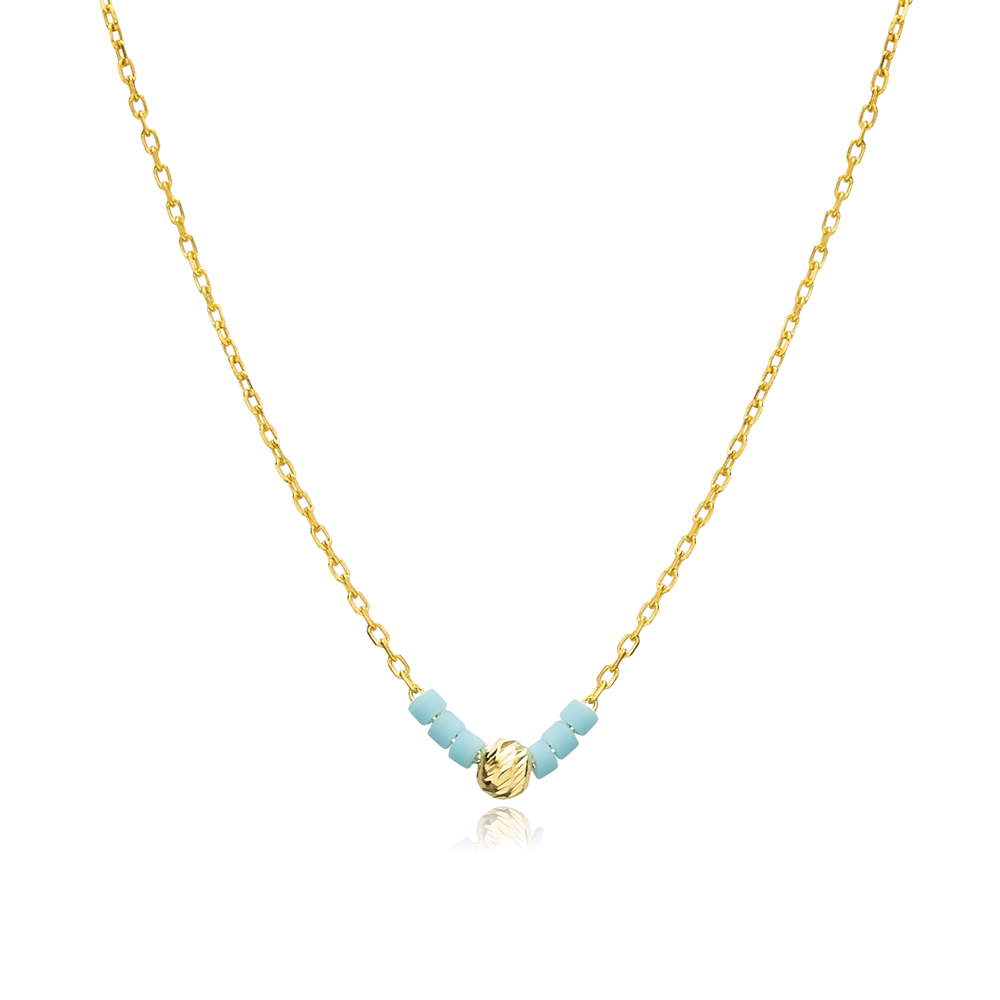Minimalist Turquoise Beads Silver Necklace