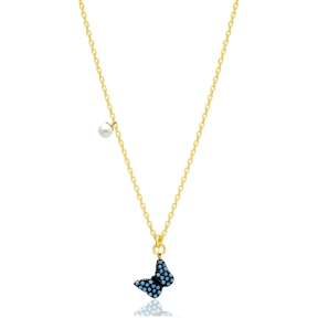 Nano Turquoise Minimalist Turkish Wholesale Silver Butterfly Pendant