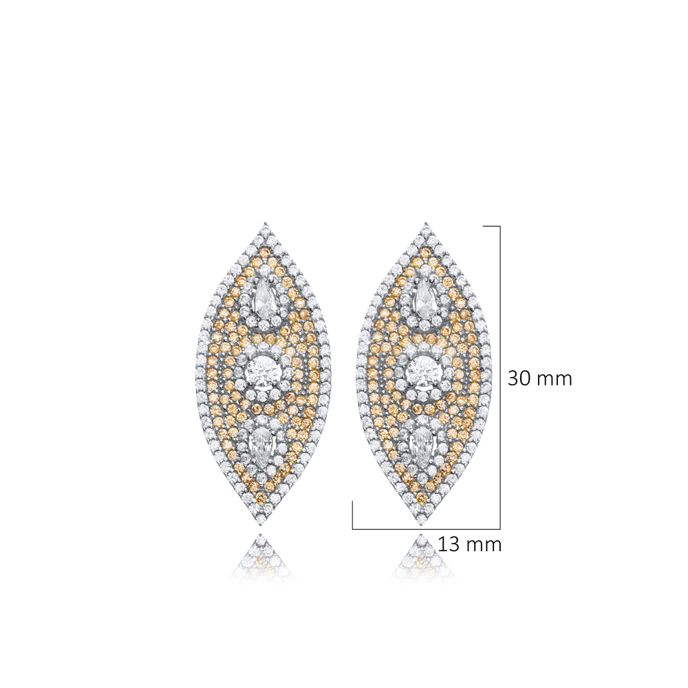CZ Stone Evil Eye Silver Stud Earrings
