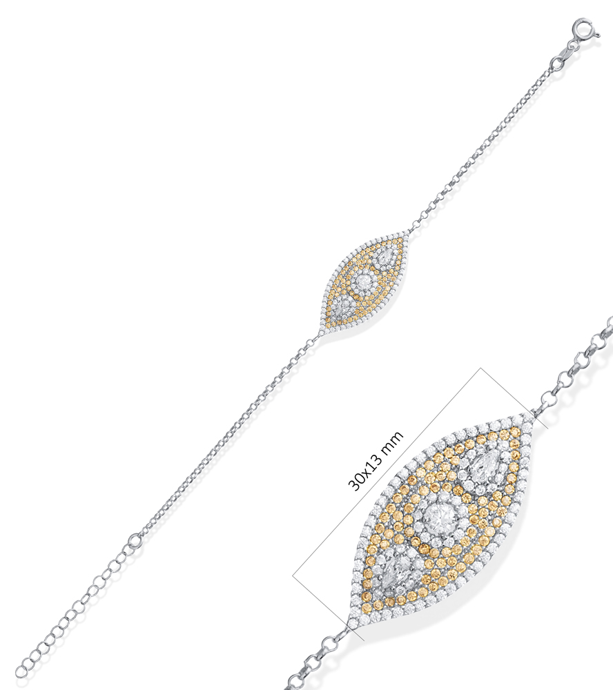 Evil Eye Shape CZ Stone Whosale Silver Bracelet