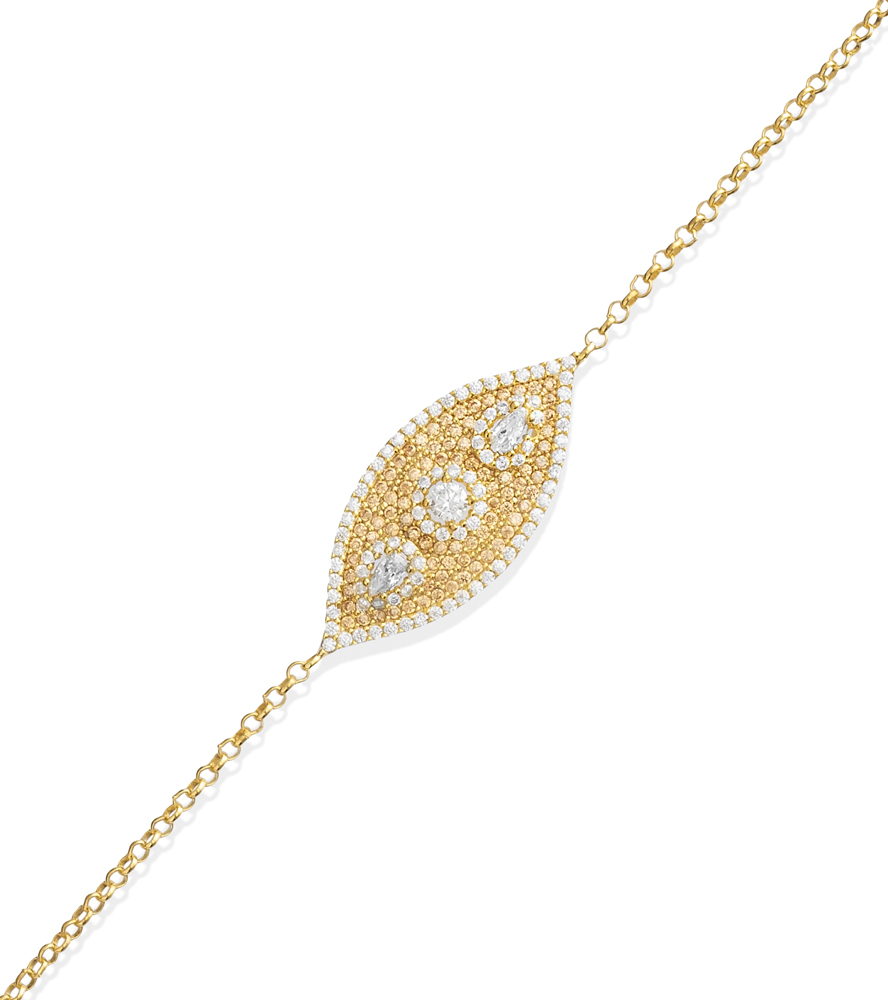 Evil Eye Shape CZ Stone Whosale Silver Bracelet