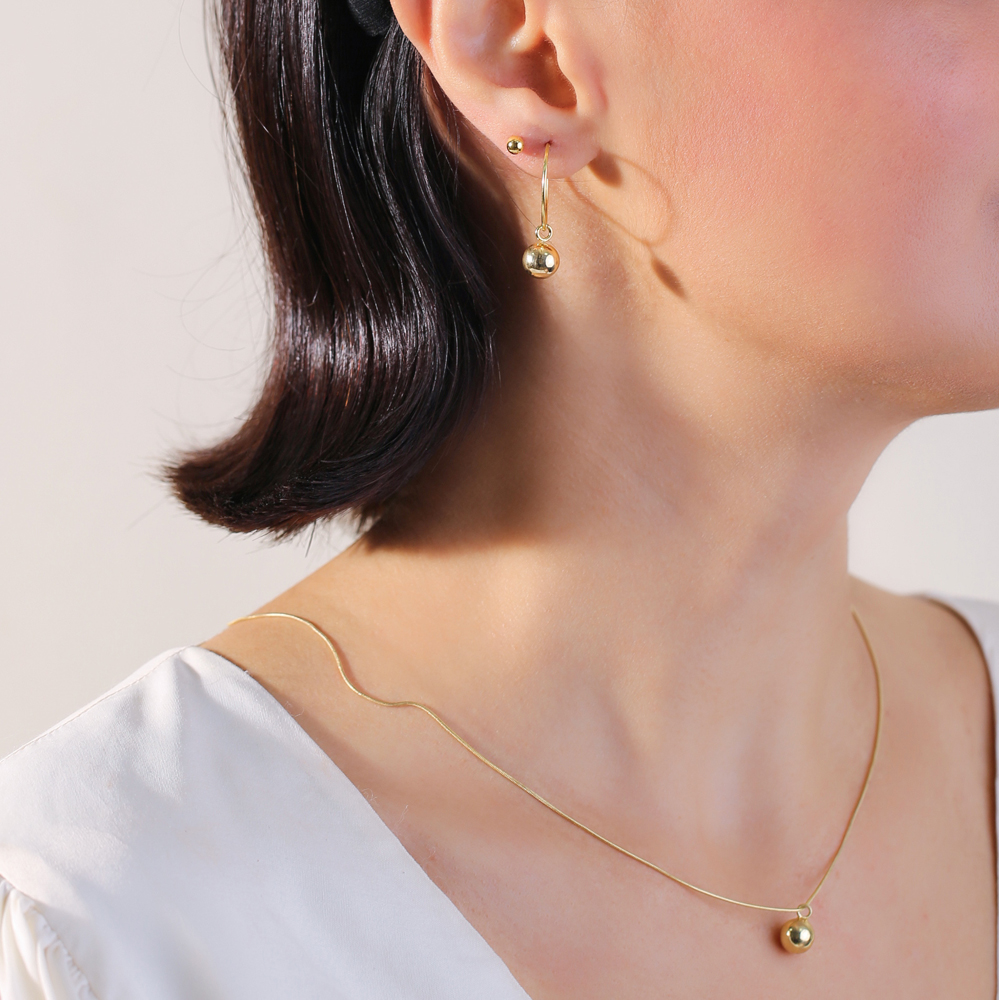 Minimalist Ball Plain Silver Stud Earrings