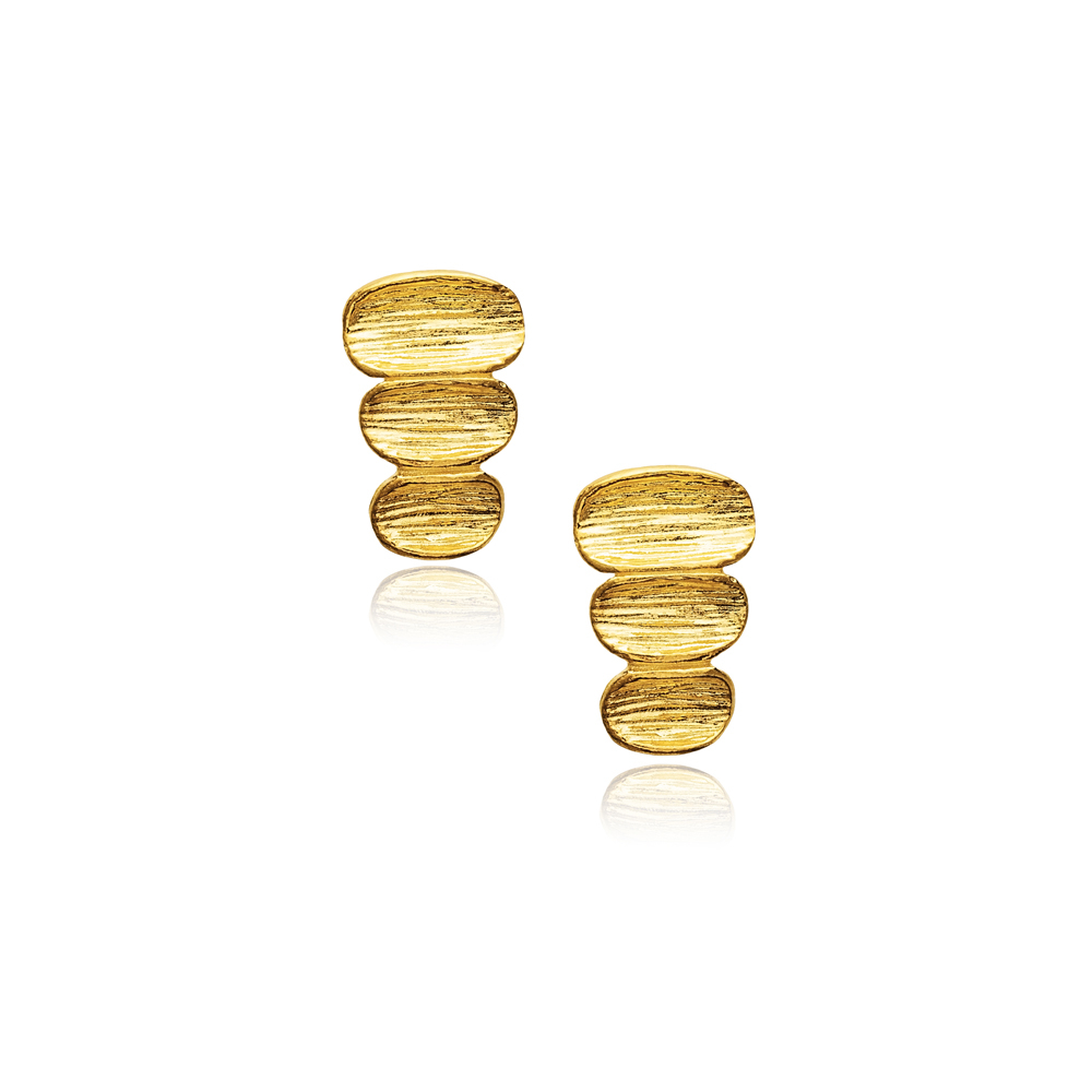 Oval Vintage Silver 22K Gold Stud Earrings