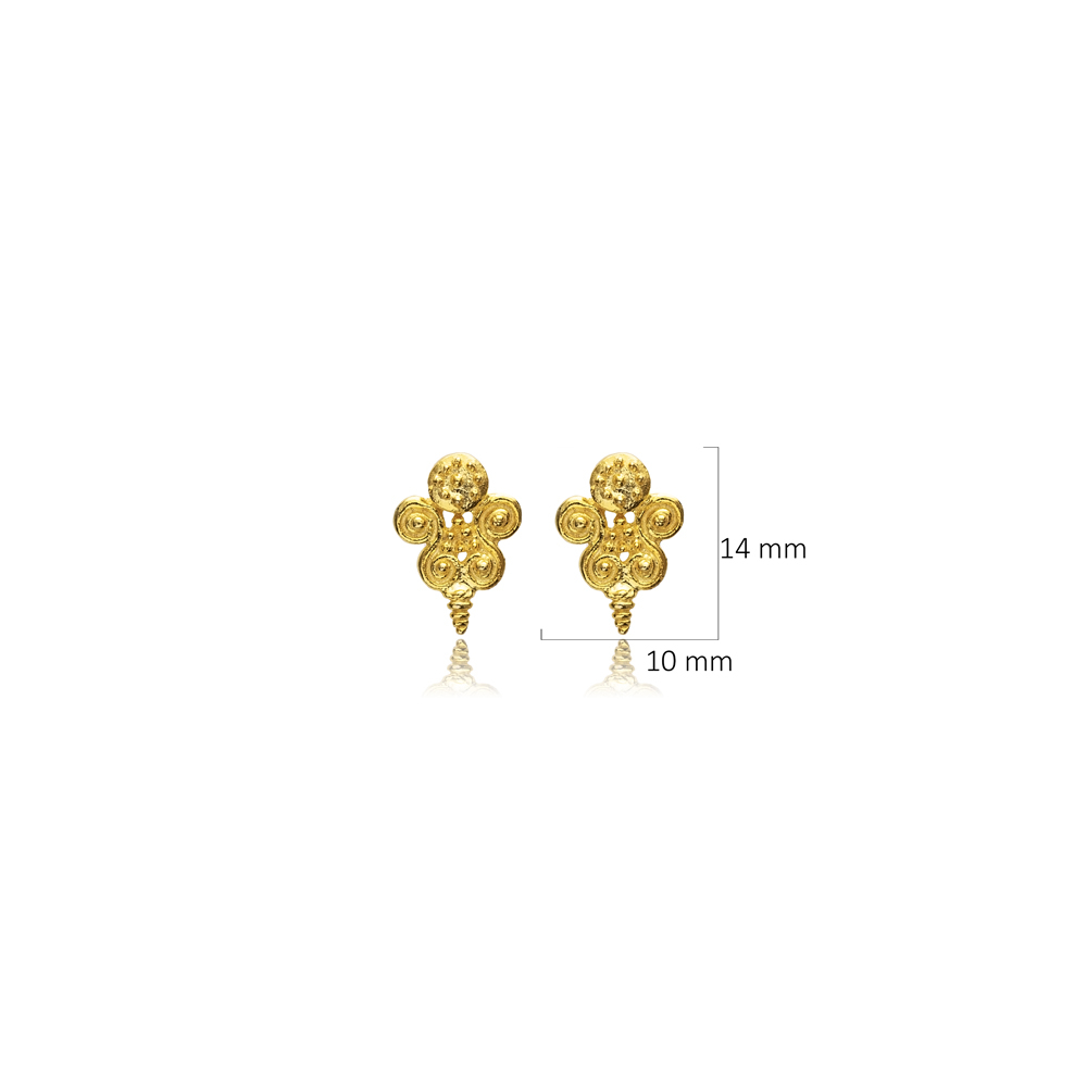 Mini Flower Design Vintage 22K Silver Stud Earrings
