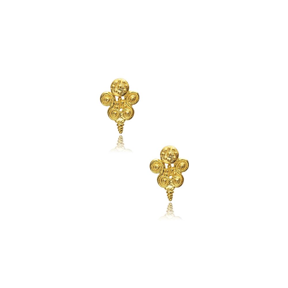 Mini Flower Design Vintage 22K Silver Stud Earrings