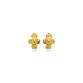 Vintage Elegant Shape Jewelry 22K Stud Earrings
