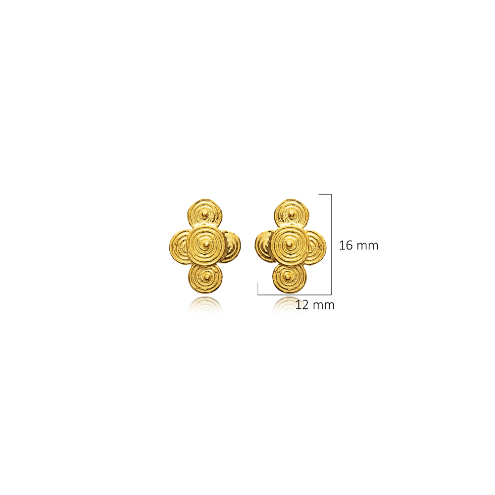Vintage Elegant Shape Jewelry 22K Stud Earrings