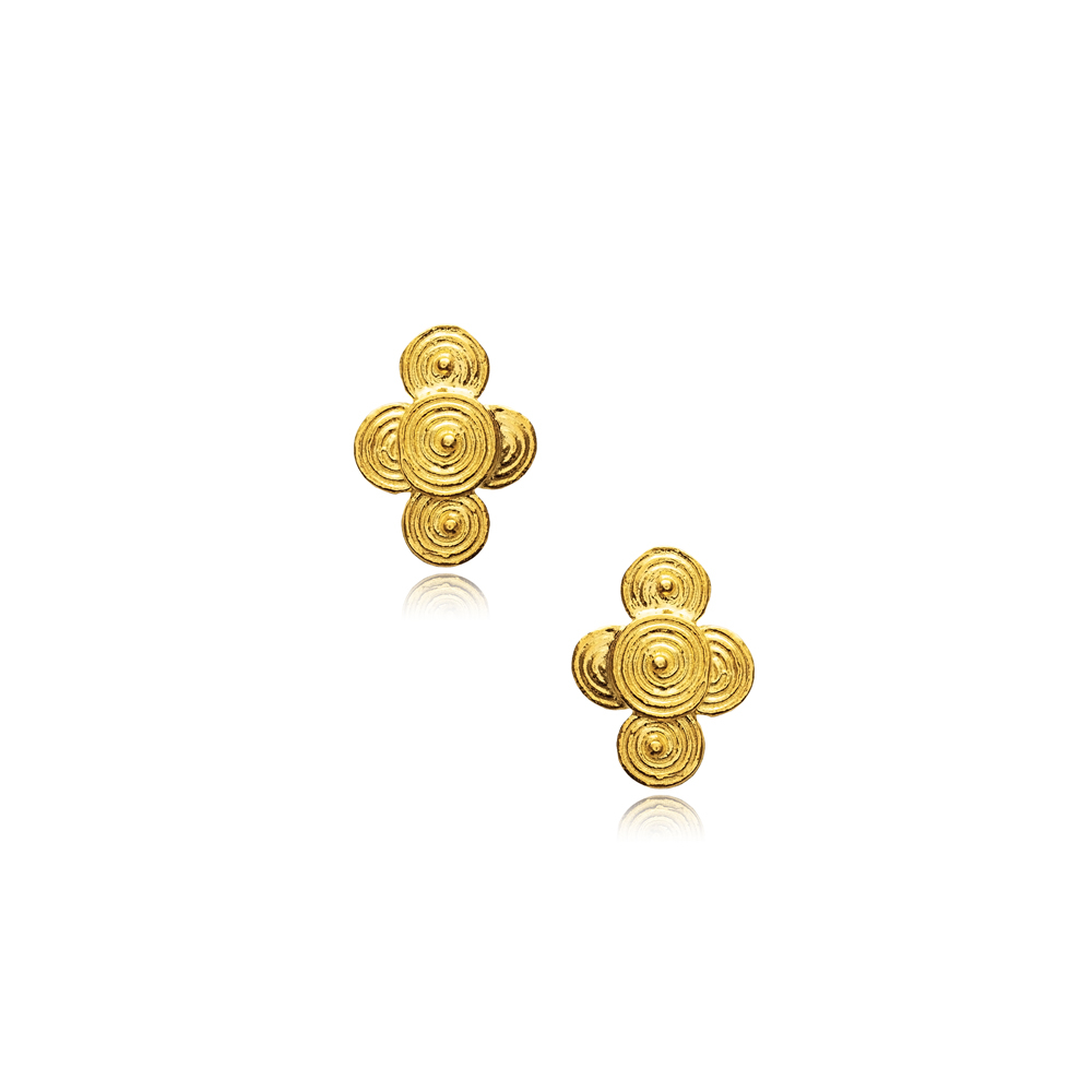Vintage Elegant Shape Jewelry 22K Stud Earrings