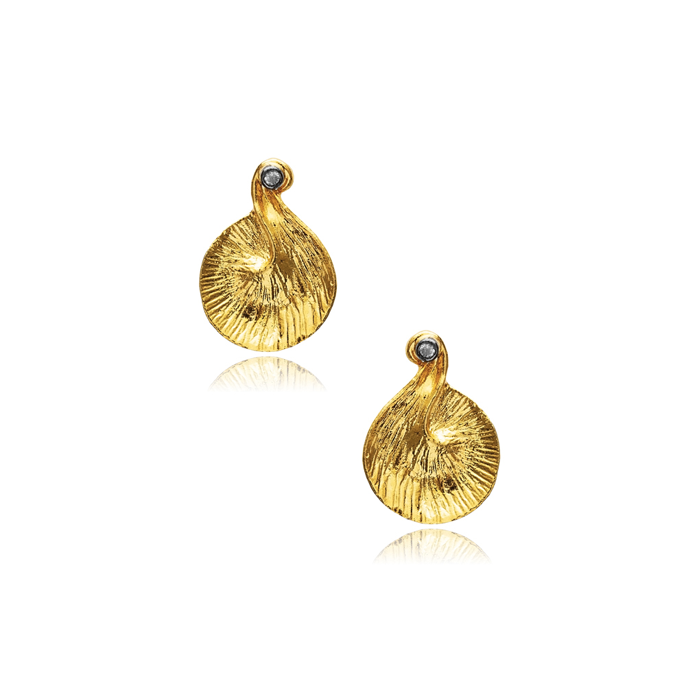 Unique Shape CZ Vintage 22K Stud Earrings