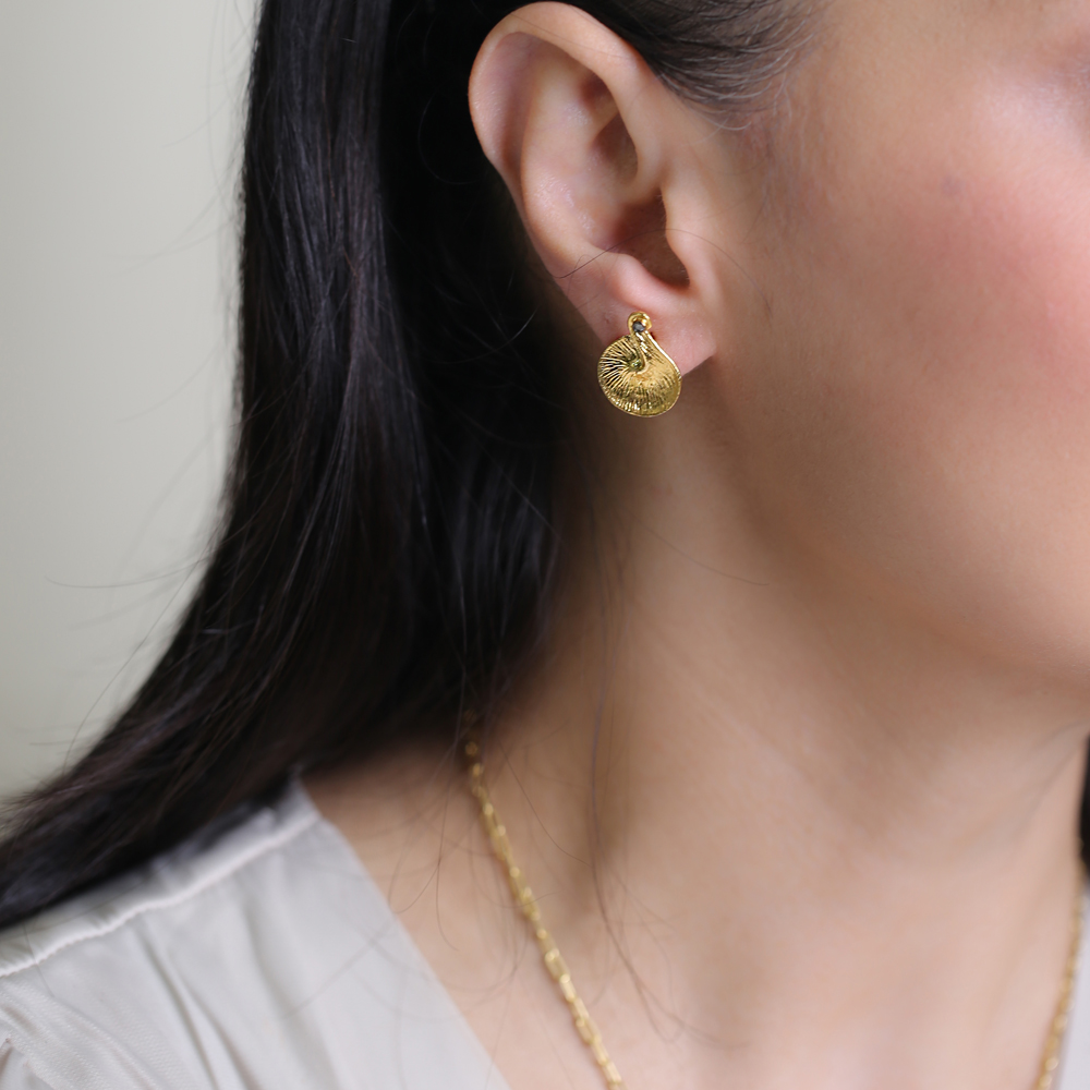 Unique Shape CZ Vintage 22K Stud Earrings