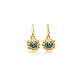 Evil Eye Vintage 22K Silver Hook Earrings