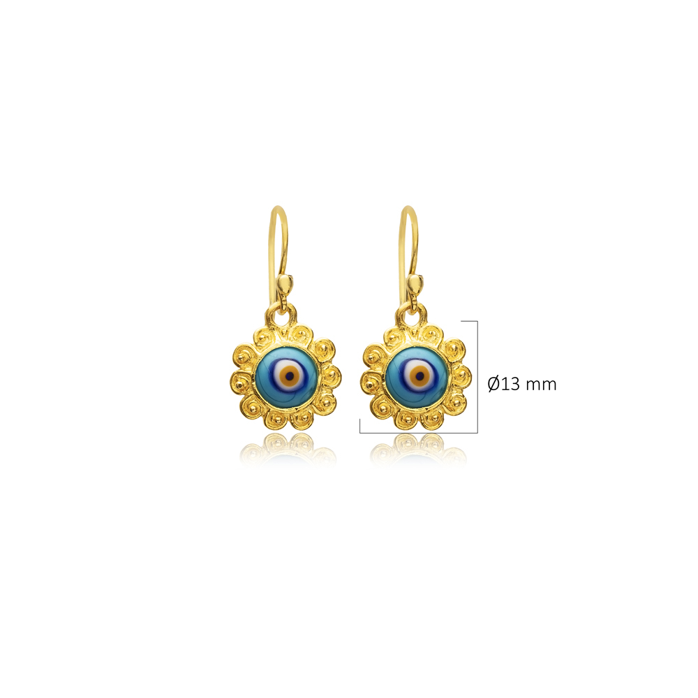Evil Eye Vintage 22K Silver Hook Earrings