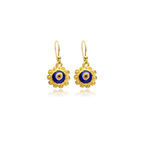Lucky Evil Eye Vintage 22K Silver Hook Earrings