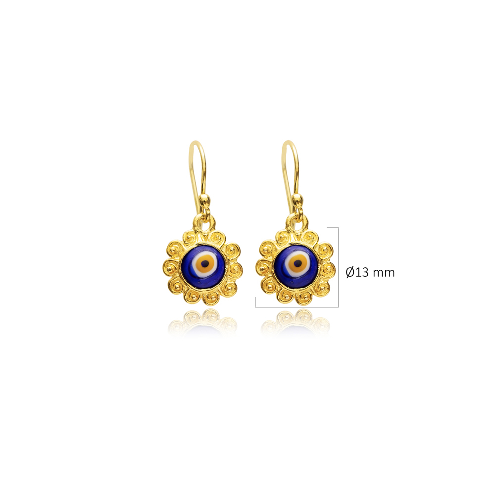 Lucky Evil Eye Vintage 22K Silver Hook Earrings