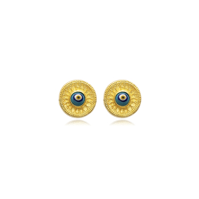 Round Evil Eye Vintage 22K Stud Earrings