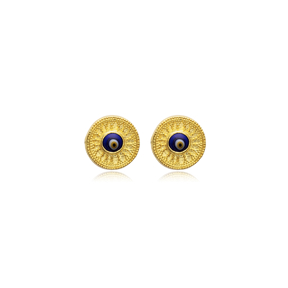 Evil Eye Round Vintage 22K Stud Earrings