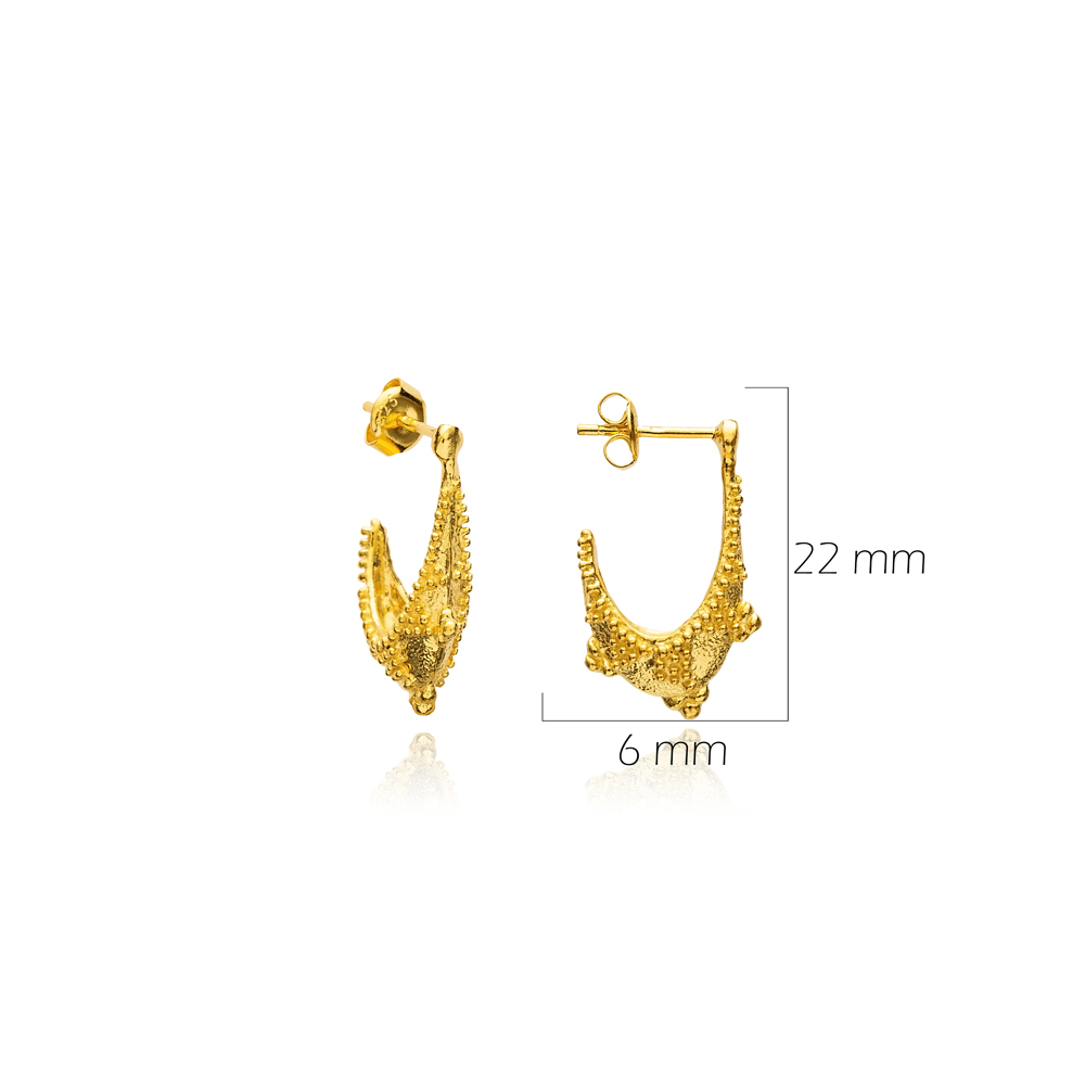 Hoop Style 22K Gold Plated Vintage Stud Earrings