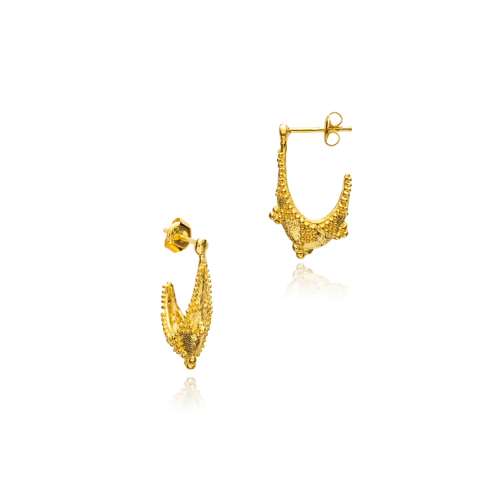 Hoop Style 22K Gold Plated Vintage Stud Earrings