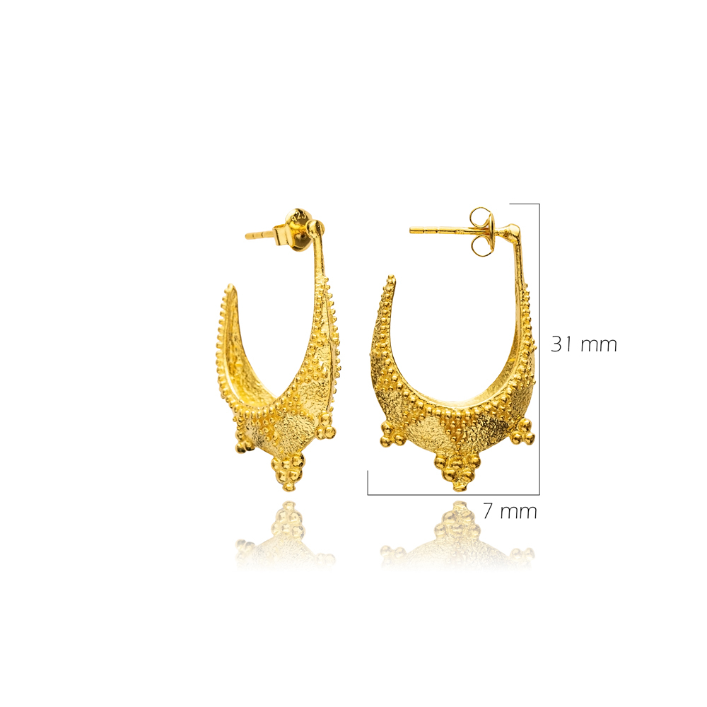 22K Gold Plated Vintage Stylish Stud Earrings