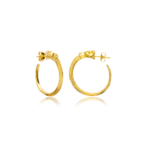 Puma Design 22K Vintage Hoop Stud Earrings