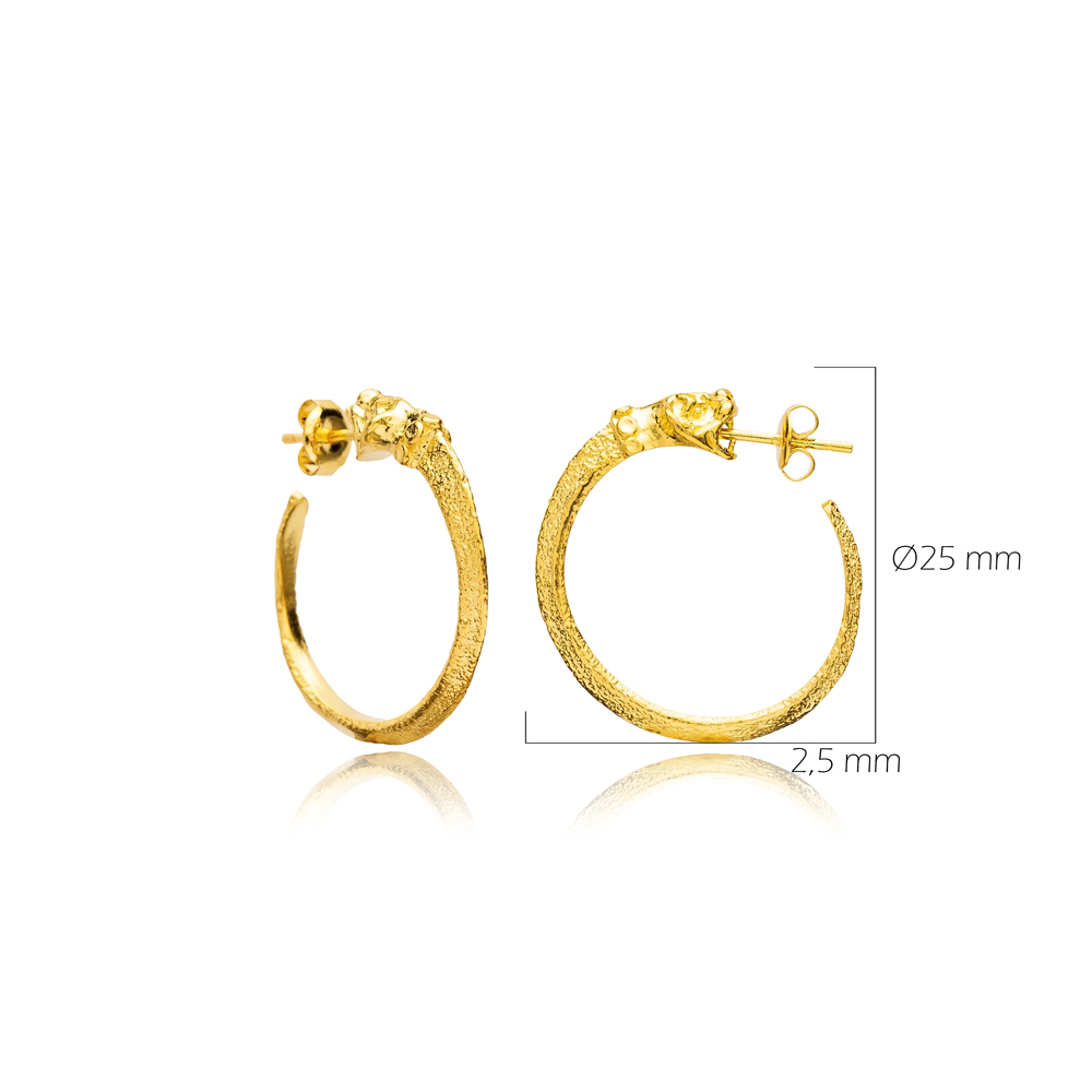 Puma Design 22K Vintage Hoop Stud Earrings