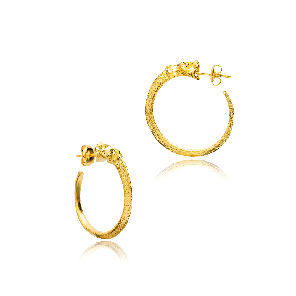 Puma Design 22K Vintage Hoop Stud Earrings