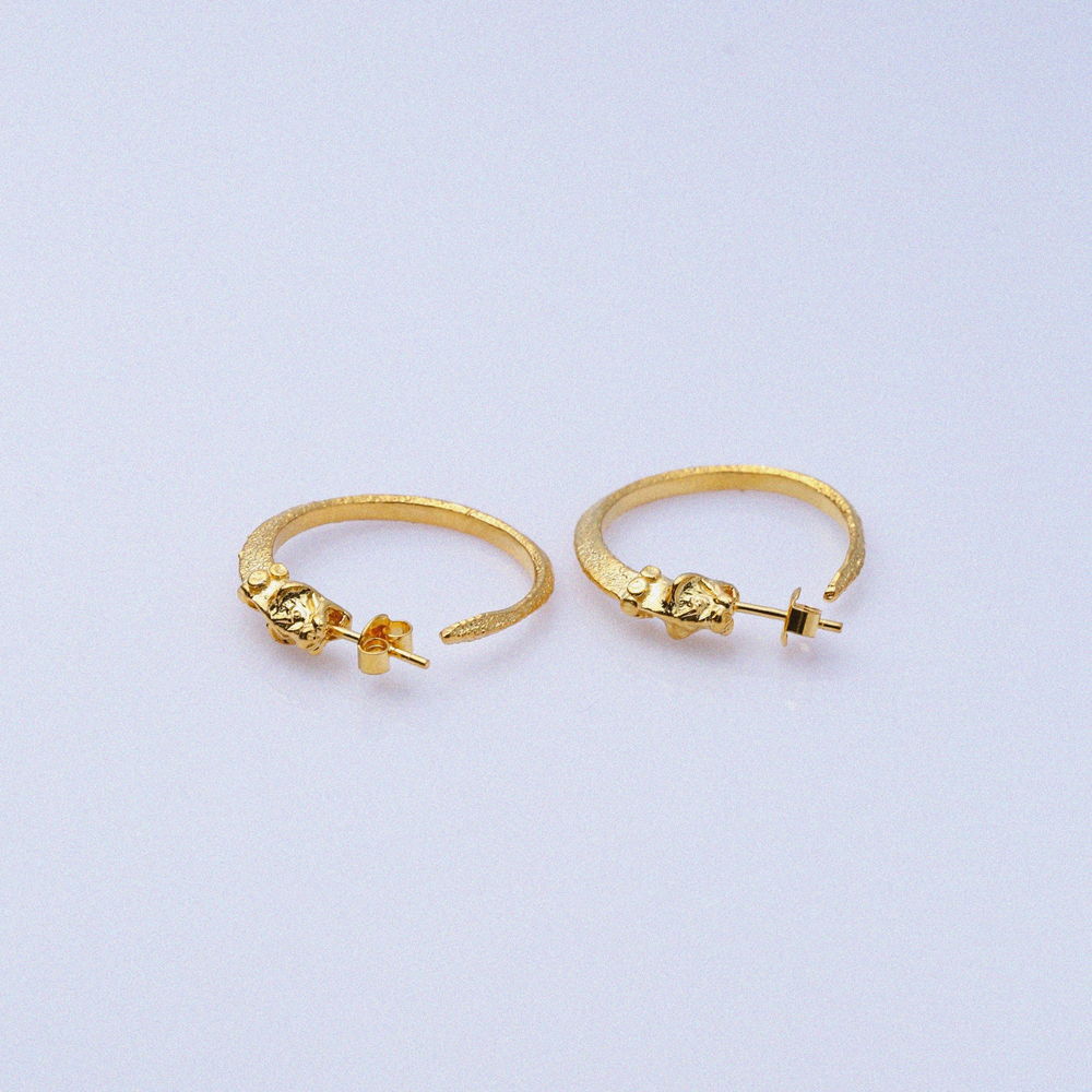 Puma Design 22K Vintage Hoop Stud Earrings