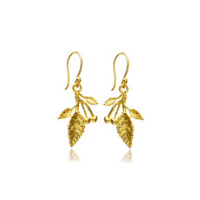 Elegant Leaf Design 22K Vintage Hook Earrings