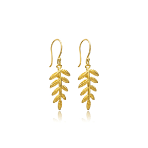 Leaf 22K Gold Plated Vintage Hook Earrings