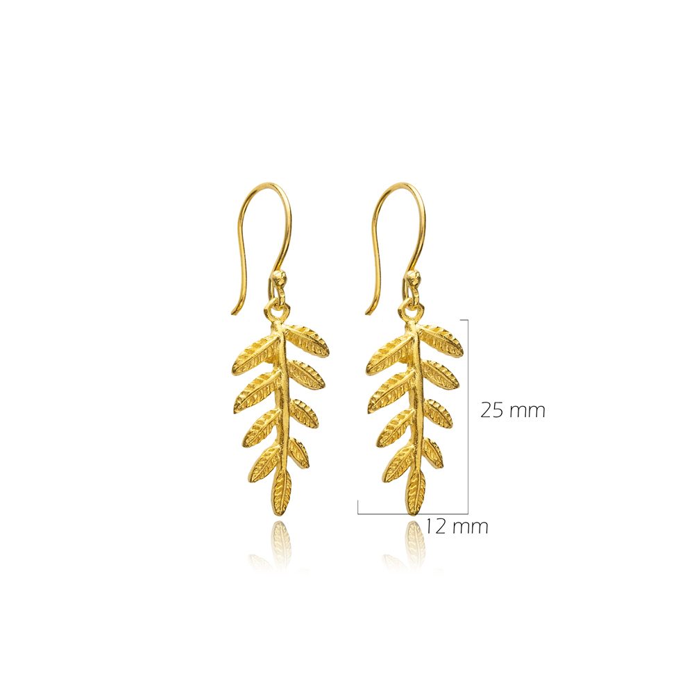 Leaf 22K Gold Plated Vintage Hook Earrings