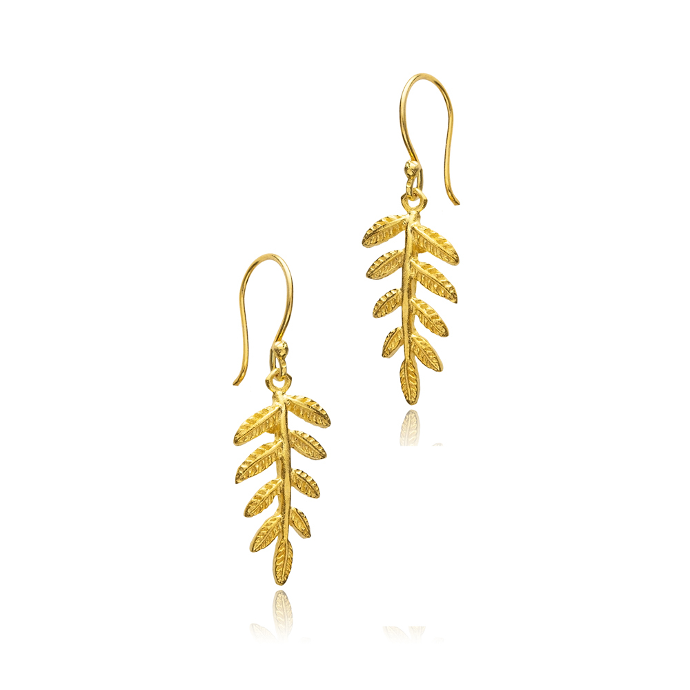 Leaf 22K Gold Plated Vintage Hook Earrings